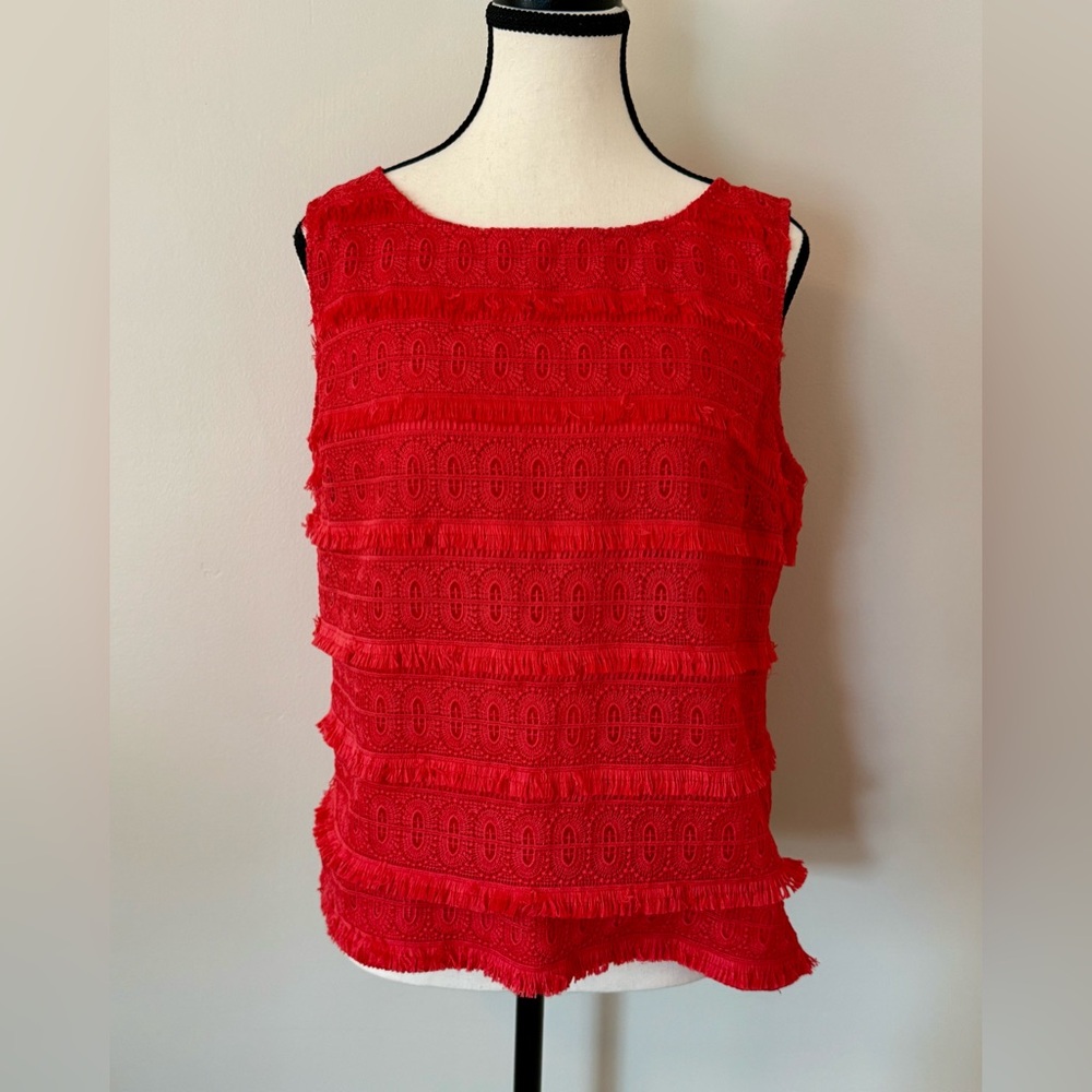 Talbots cotton Coral Lace Blouse